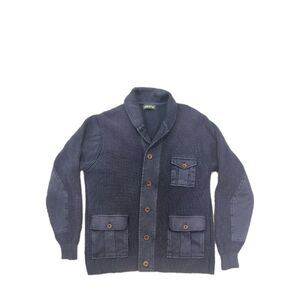 Orvis Men's Blue Hawkers Jacket Cardigan Cargo Pockets Shawl Collar Medium